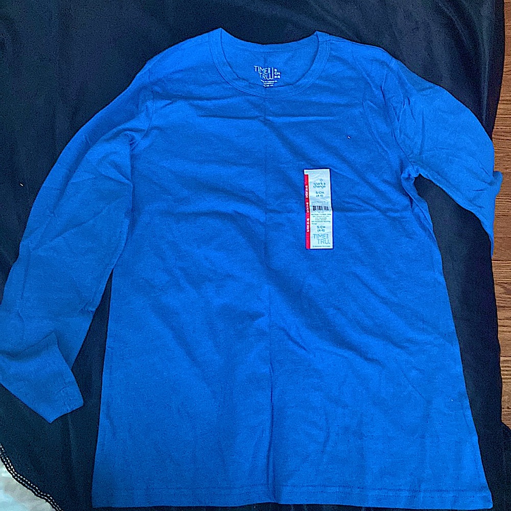girls solid blue long sleeve tee